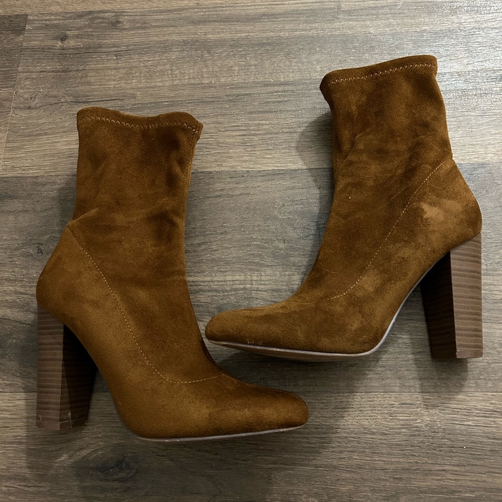 Chunky faux suede booties